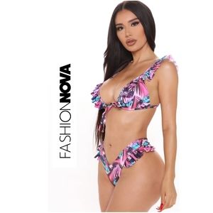 ❤ FASHION NOVA Tropical Daze Ruffle 2 Piece Bikini